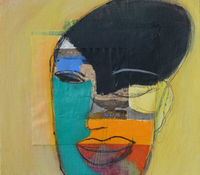 Hosni Radwan, "Faces series", 2015, mixed media on canvas, 50 x 50 cm