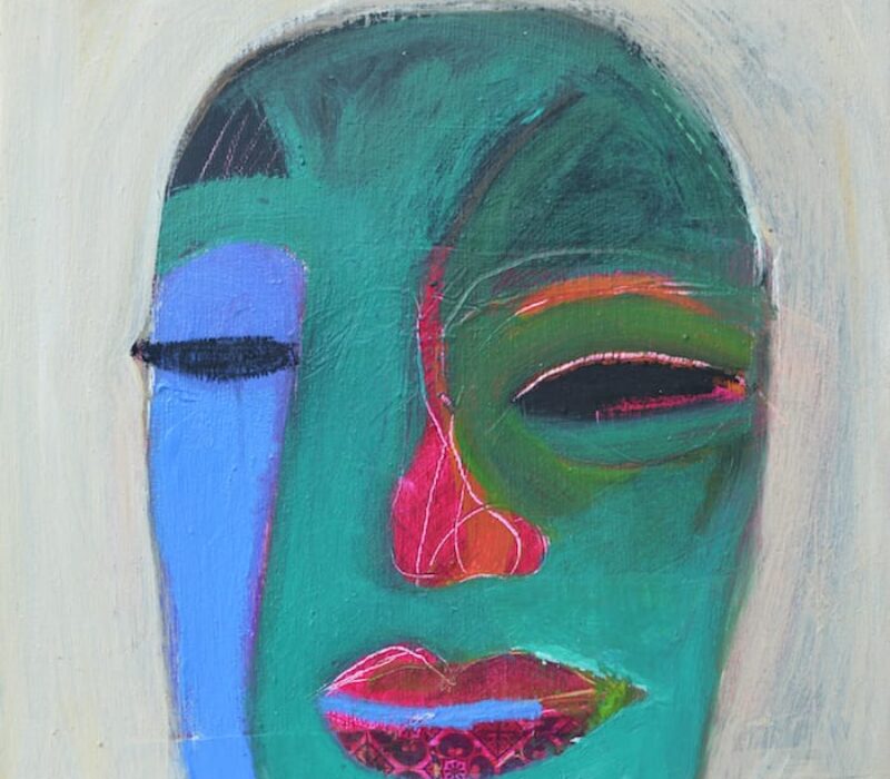 Hosni Radwan, "Faces series", 2015, mixed media on canvas, 50 x 50 cm