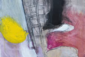 Hosni Radwan, Ladders, 2015, charcoal and acrylic on canvas, 120 x 120 cm