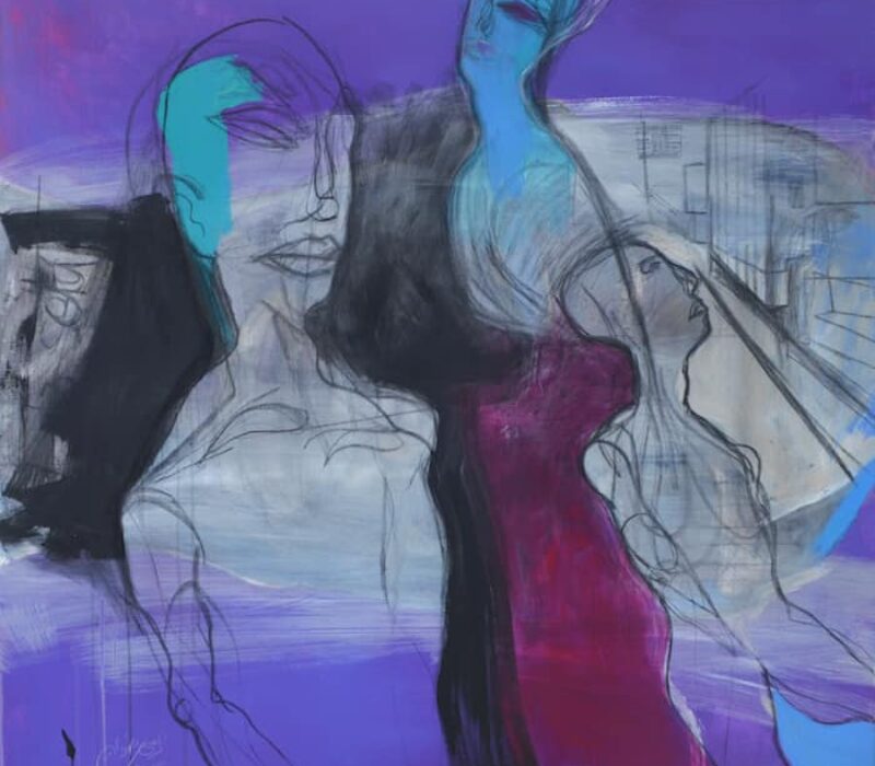 Hosni Radwan, Observation, 2015, charcoal and acrylic on canvas, 120 x 120 cm