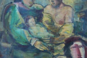 Shafik Radwan, Three Women and a Child, 2005, oil on canvas, 40 x 40 cm