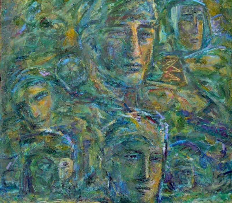 Shafik Radwan, Distant Memories, 2005, mixed media on canvas, 80 x 80 cm