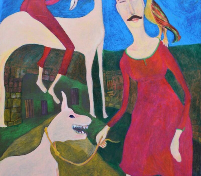 Ibrahim Al Mozain, Birdsong (2014), aacrylic on canvas, 100 x 80 cm
