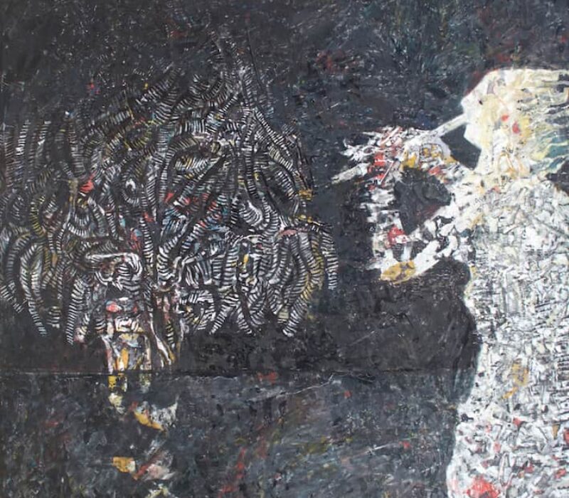 Tayseer Barakat, The Flute Player, 2015, acrylic on canvas, 150 x 118 cm