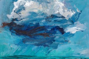 Mohamed Khalil, Dark Clouds #1 (2020), acrylic on canvas, 50 x 50 cm