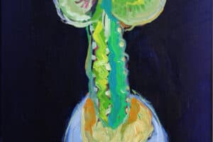 Mohamed Abusal, Baby Cactus, 2016, oil on canvas, triptych, 60 x 40 cm