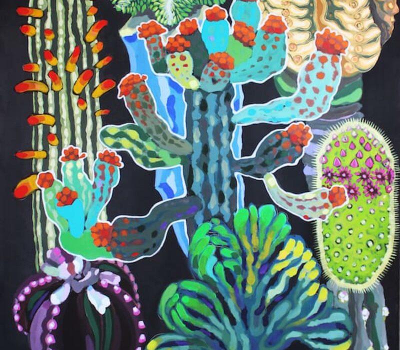 Mohamed Abusal, Jawdat's Garden II, 2016, acrylic on canvas, 192 x 149 cm