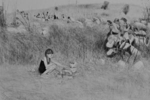 Samah Shihadi, Untitled #1, 2017, charcoal on paper, 33 x 48 cm