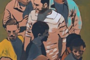 Khaled Hourani, Gathering #2, 2019, acrylic on canvas, 70 x 58 cm
