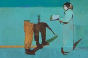 Khaled Hourani, Suspicion, 2019, acrylic on canvas, 78 x 99 cm