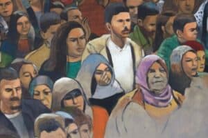 Khaled Hourani, Crowd #2, 2019, acrylic on canvas, 92 x 92 cm