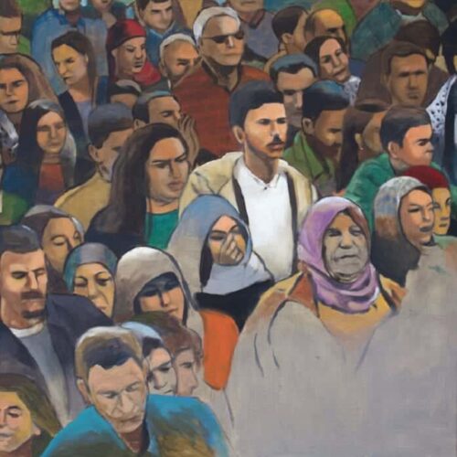 Khaled Hourani, Crowd #2, 2019, acrylic on canvas, 92 x 92 cm