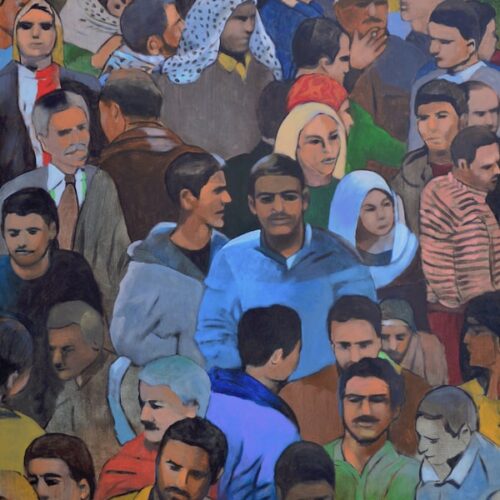 Khaled Hourani, Crowd #1, 2019, acrylic on canvas, 115 x 102 cm
