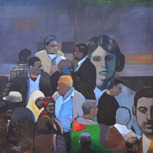 Khaled Hourani, Speak Oh Bird, 2018, acrylic on canvas, 97 x 100 cm