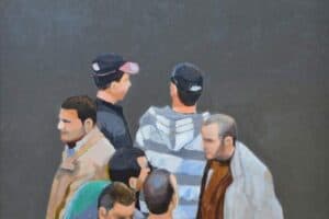 Khaled Hourani, Albakri, 2019, acrylic on canvas, 81 x 96 cm