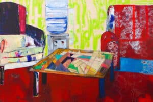 Rana Samara, Intimate Space #17, (2017), acrylic on canvas, 142 x 350 cm