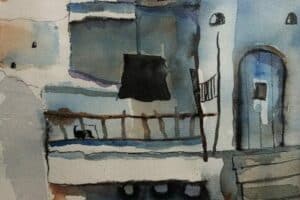 Samir Salameh, Ma’lula, 1969, watercolour on paper, 28 x 18 cm