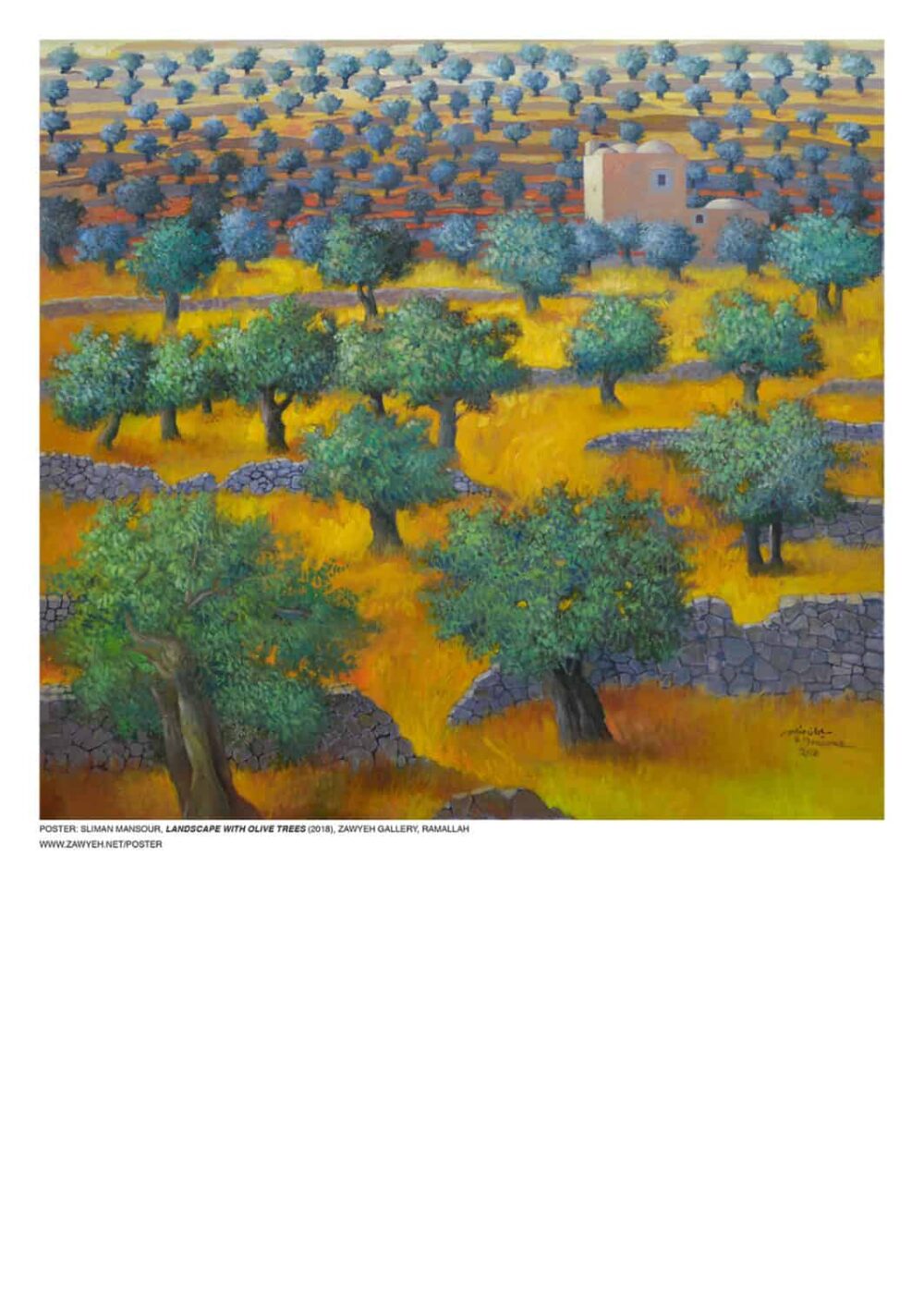Landscape With Olive Trees by Sliman Mansour