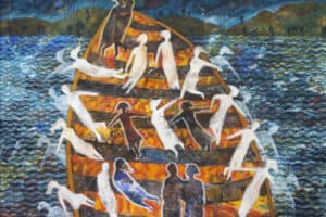 Tayseer Barakat, Shoreless Sea, 2018, acrylic on canvas, 50 x 70 cm