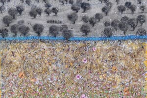 Nabil Anani, Olive Groves #1, 2019, mixed media on canvas, 112 x 100 cm