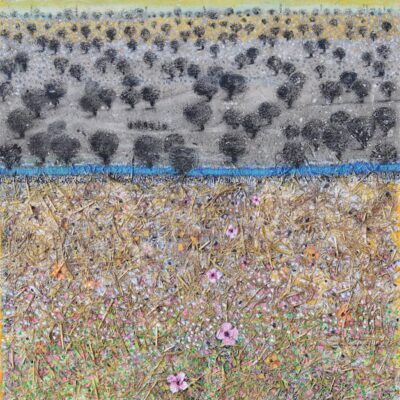 Nabil Anani, Olive Groves #1, 2019, mixed media on canvas, 112 x 100 cm