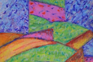Vera Tamari, Mountain Summer Tower, 2017, crayons on paper, 35 x 25 cm