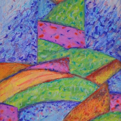 Vera Tamari, Mountain Summer Tower, 2017, crayons on paper, 35 x 25 cm
