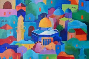 Hosni Radwan, Dome of the Rock #2 (2020), acrylic on canvas, 96 × 66 cm