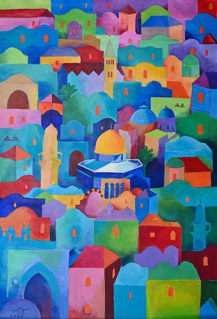 Hosni Radwan, Dome of the Rock #2 (2020), acrylic on canvas, 96 × 66 cm