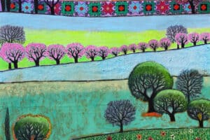 Nabil Anani, In Pursuit of Utopia #17 (2020), mixed media on canvas, 100 x 100 cm