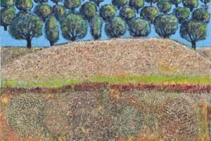 Nabil Anani, Olive Groves #5 (2020), mixed media on canvas, 97 x 97 cm