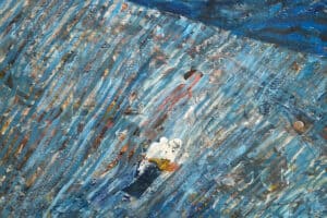 Tayseer Barakat, Shoreless Sea #21, 2019, acrylic on canvas, 47 x 41 cm