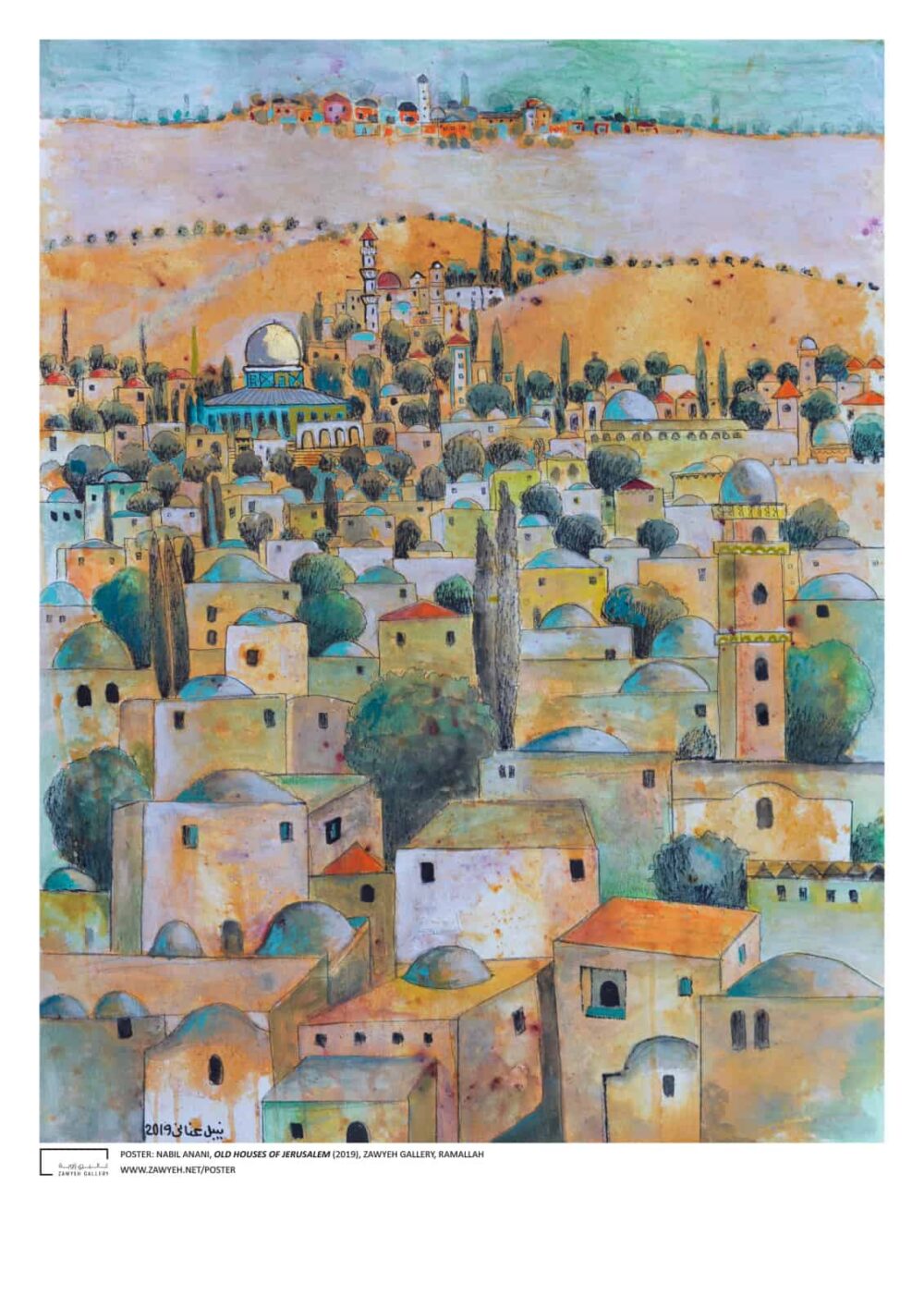 Old Houses of Jerusalem by Nabil Anani Poster