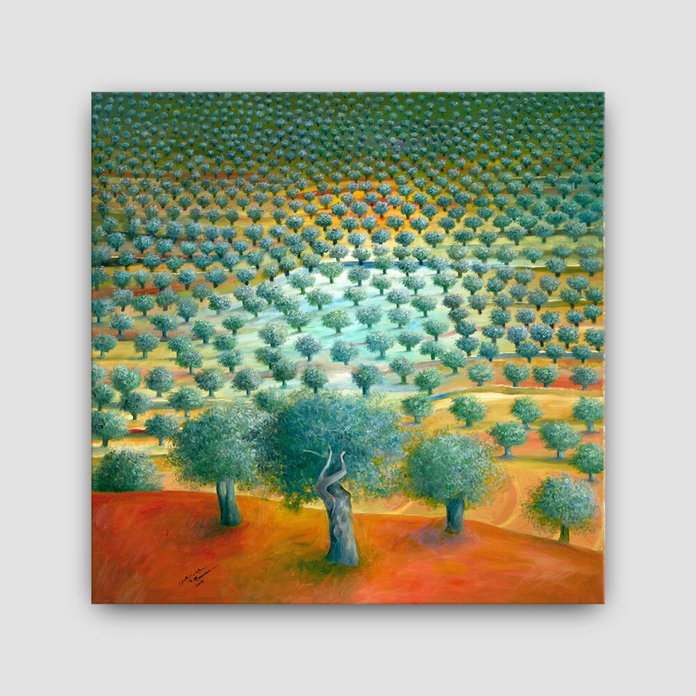 Olive Tree Painting Sliman Mansour