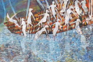 Tayseer Barakat, Shoreless Sea #6, 2019, acrylic on canvas, 70 x 50 cm