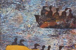 Tayseer Barakat, Shoreless Sea #14, 2019, acrylic on canvas, 47 x 42 cm