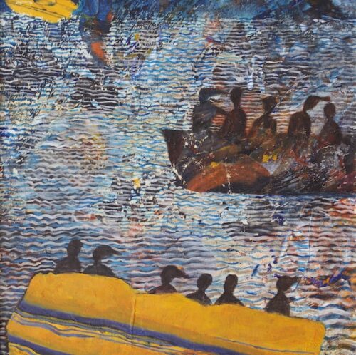 Tayseer Barakat, Shoreless Sea #14, 2019, acrylic on canvas, 47 x 42 cm