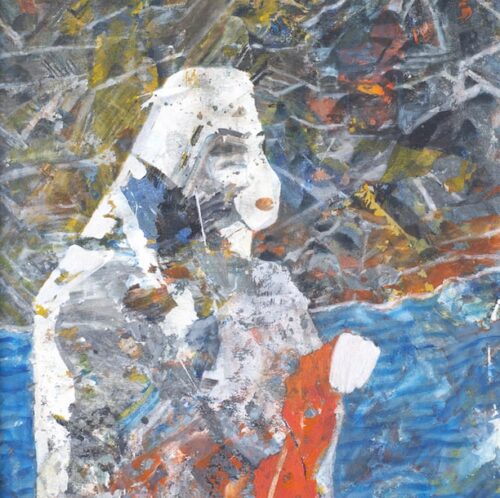 Tayseer Barakat, Shoreless Sea #16, 2019, acrylic on canvas, 47 x 42 cm