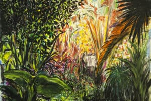 Bashar Alhroub, Silent Garden #5, 2020, acrylic on canvas, 150 x 150 cm