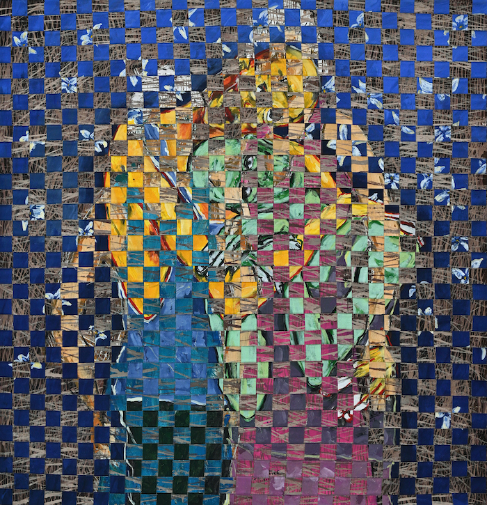 Monther Jawabreh, Edge #1 (2019), acrylic on canvas weaving, 100 x 100 cm