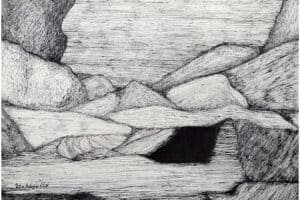 Rawan Khalilieh, Untitled (2020), ink on paper, 15 x 21 cm