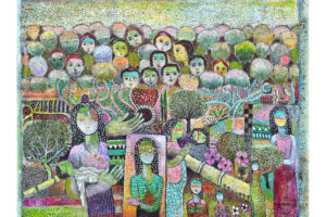 Nabil Anani, Blended Landscape (2022), mixed media on canvas, 95 x 120 cm