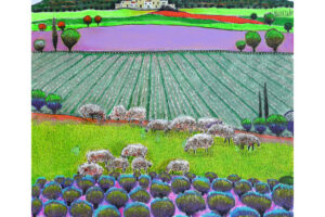 Nabil Anani, Lavender Fields (2021), mixed media on canvas, 100 x 90 cm
