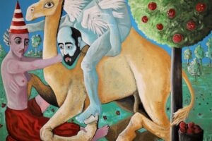 Bashir Qonqar, Adam and Eve (2020), acrylic on canvas, 150 x 180 cm