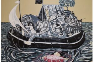 Bashir Qonqar, Pirates of the Mediterranean (2022), acrylic on canvas, 120 x 150 cm