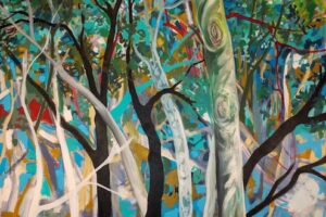 Bashir Qonqar, Trees (2020), acrylic, oil and pastel on canvas, 180 x 150 cm