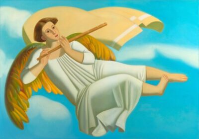 Afifa Aleiby, Golden Angel (2010), oil on canvas, 70 x 100 cm